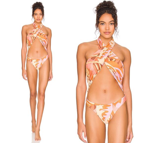 SALE! Stone Fox Swim Azalea Halter Cut Out One Piece  NWT - Picture 2 of 12